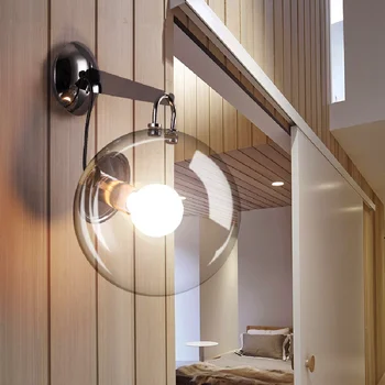 LED kambarį sconces Šiaurės apšvietimo miegamojo Sienos, šviesos, Stiklo kamuolys įrenginiai Modernių namų apšvietimo Koridoriuje eilėje Sienos lempos