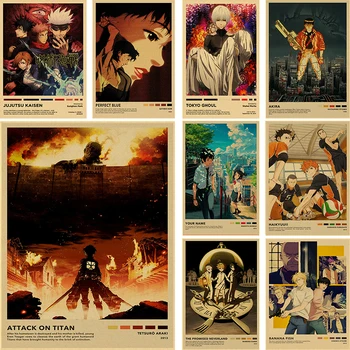 Anime Serijos Death Note/Išpuolis Titan Retro Plakatai Kraftpopieris Derliaus Kambarį Namuose Baras, Kavinė Dekoro Sienos Meno Tapybos Plakatas