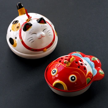 Japonijos vaistininkui Yao Zhaocai katė uodų Zhaofu karosas keramikos smilkalų degiklis apdailos uodų smilkalų degiklis