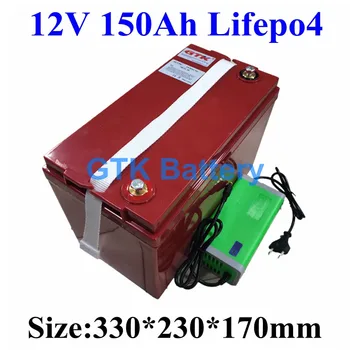 12V 150AH Ličio Baterija LiFePo4 Giliai Ciklo Įkrovimo Nameliais-Kemperiais, baterija su stacionariu įkrovikliu RV+10A įkroviklis