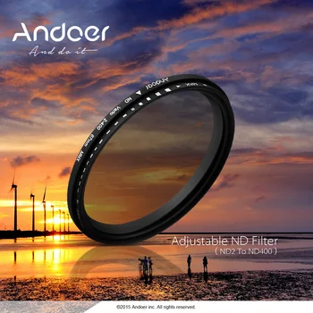 Andoer 49mm ND Fader Neutralaus Tankio Reguliuojamas ND2, kad ND400 Kintamasis Filtras Canon Nikon DSLR Fotoaparatas