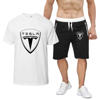 2023 Vasaros Tesla Automobilio Logotipas Spausdinti Polo Marškinėliai Vyrams, Patogus Trumpomis Rankovėmis Šortai, Medvilnės Kostiumas Harajuku Stilius, Sportas T-Shirt Rinkinys