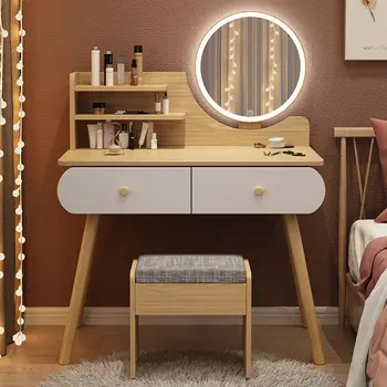 Modernus Minimalistinis Indaujos Miegamasis Pažangios Kūrybos Nedidelis Saugojimo Spintelė Dizaineris, Namų Baldai, Kelių sluoksnių tualetinis staliukas