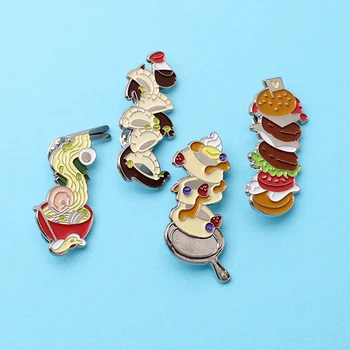 Maisto hamburger Koldūnai makaronų tortas Emalį, Segtukai, Sagės Sagės ikonas, papuošalus