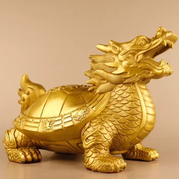 Geltonos Spalvos Vario Dragon Vėžlys Feng Shui Ornamentas, Namų Dekoravimo Reikmenys Kambarį Biuro Stalas Miniatiūrinės Figūrėlės