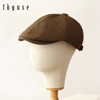 Dizaineris prekės vientisos spalvos retro Britų beretė skrybėlę pavasarį ir vasarą plonas kvėpuojantis medvilnės skrybėlę vyrų atsitiktinis beretės, kepurės moterims