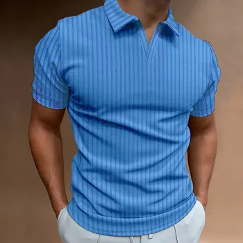 Vyrų Raumenų V-Kaklo Marškinėliai Slim Fit Trumpą Rankovėmis Medvilnės Golfo T Shirts Briaunoti Megztiniai Minkštas Tees