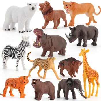 Modeliavimo WildOne Modelis Ornamentu Realus Gyvūnų Skaičius Hippo/Liūtas/Zebra/Raganosio Vaikų Žaislų, Vaikų Ankstyvojo Ugdymo Rekvizitai