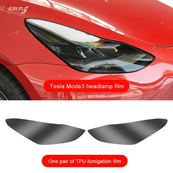Priekiniai Žibintai Automobilio Stilius Įklija, Tesla Model 3 Y 2021 2022 priekinių Žibintų TPU Dūmų Juoda Žibintai Raštas Kino Priedai