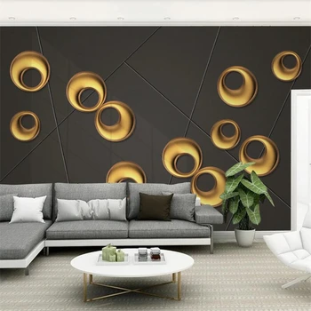 beibehang Užsakymą tapetai, 3D stereo Šiaurės minimalistinio metalo abstrakčiai ratas TV fono sienos kambarį miegamasis 3d tapetai