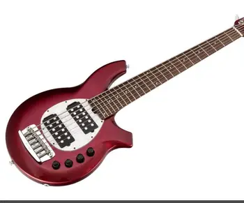 6 Stygos Metalinės Raudona Elektrinė Bosinė Gitara su Raudonmedžio Fretboard Individualų Logotipas/Spalva