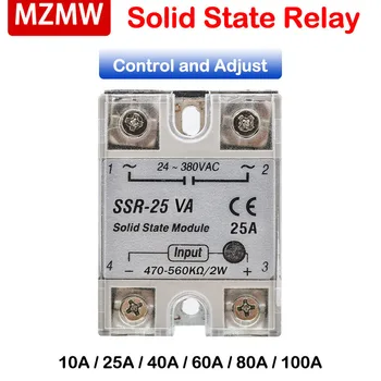 MZMW Solid State Relay Įtampos Reguliatorius SSR-10VA 25VA 40VA 60VA 80VA 100VA 24-380VAC vienfaziai Modulis RelaisRelay už PID