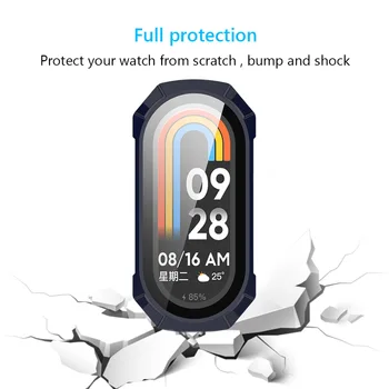 Anti-rudenį Bamperis Shell Atveju, atsparus smūgiams Stiklo Screen Protector Atveju Reikmenys Xiaomi Mi Juosta 8 Smart Grupė