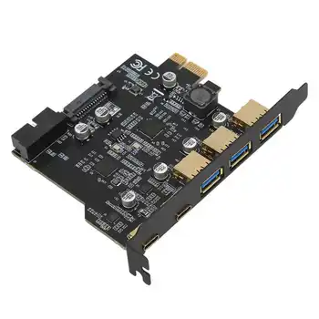 PCIE 1X USB Plėtros Kortelę 3xUSB3.0 2xType C 19pin 5 Uosto Plėtros Adapterio plokštę 5Gbps už WINXP už WIN7 už WIN8 už WIN10