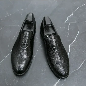 Vyriški juodos verslo suknelė odiniai batai vyriški aukštos atsitiktinis vasaros orui Britų stiliaus odinis jaunikis vestuvių batai