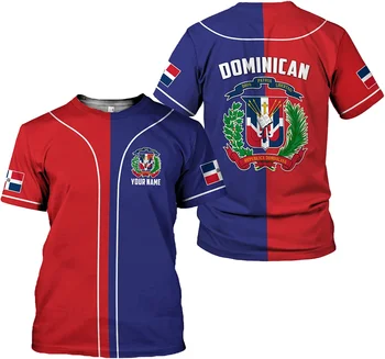 Vyriški T-shirt Dominikos Respublikos Vėliava Nemokamų Užsakymą Pavadinimas T-shirt Mados Atsitiktinis Universalus, O-Kaklo Vyrų Ir Moterų Viršų