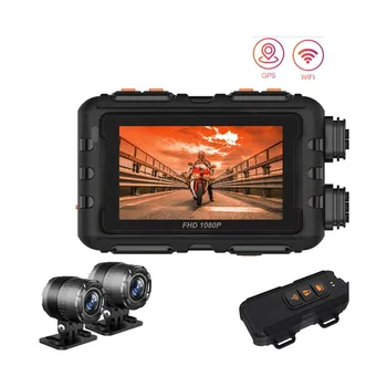 Aukštos kokybės HD 1080P Vandeniui Mini Dual Camera Motociklo Brūkšnys Cam DVR Kamera su Wifi GPS