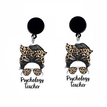 Psycholigy Mokytojas Akrilo Auskarai Leopard Šalikas Moterims Žavesio Lašas Auskarai Mergaitėms, Moterims, Dovana
