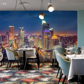 Beibehang Užsakymą Miesto naktinis peizažas foto tapetai pratęsimo kosmoso ju įžymybių fone freskos sienos popieriaus biuro restoranas