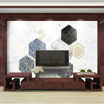 wellyu Užsakymą freskos modernus minimalistinio 3D geometrinis trimatis šešiakampis fone kambarį foną