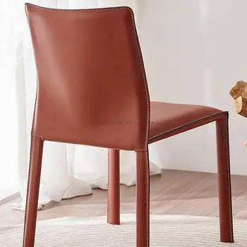 Šviesos Prabangos Dizaineris Valgomasis Stalas Ir Kėdės Italijos Minimalistinio Balno Oda Valgomojo Kėdės Namuose, Modernus Minimalistinio Modelio Kambarys