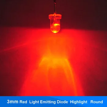 100vnt 3mm, Aišku Objektyvas Raudonas LED Diodas Skaidri Itin Šviesi Round 3 mm LED Šviesos Diodų Lempos