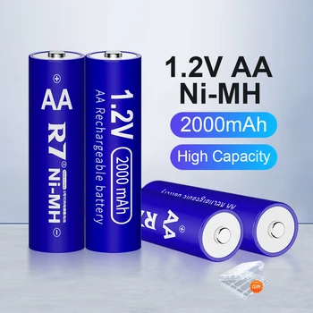 R7 Prekės 1.2 V NIMH AA Įkraunamas Akumuliatorius 2000mAh Ni-MH AA Baterijos Žemas Savęs Išleidimo AA baterijos, Fotoaparato žaislai Baterijos
