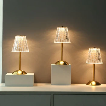 LED Kristalų Stalo Lempa Įkrovimo Romantiška Atmosfera Lempos šviesos srautą galima reguliuoti Spintelė Lempa, Akriliniai Dekoratyviniai Naktį Šviesos, Miegamojo