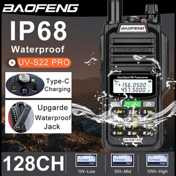 2023 Baofeng UV-S22 PRO V2 IP68 Vandeniui 10W Walkie Talkie Tipo C Įkroviklio Galingas UHF VHF Ilgo Nuotolio UV-9R Plius Kumpio ir CB Radijo ryšio