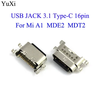 YuXi 10VNT/DAUG Mikro USB LIZDĄ 3.1 Tipas-C 16pin už Xiaomi Mi A1 female jungtis Mobiliųjų Telefonų Įkrovimo uosto Krovimo Lizdas