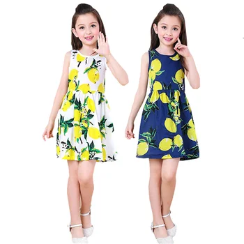 Bamblys Paauglių Mergaičių Suknelės Vasaros 2023 Mažus Vaikus Vaisių Spausdinti Modelio Suknelė, 