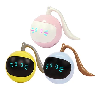 1pc Smart Interaktyvi Katė Žaislas spalvotu LED Savaime Sukasi Pet Ball Žaislas USB Įkrovimo Kačiukas Automatinė Kamuolys, Žaislai Katė Accessories