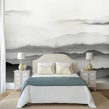 Individualų freskos realistiškas 3D tapetai minimalistinio ir abstraktus naujas Kinijos rašalo kraštovaizdžio fone sienos kambarį linija freskos