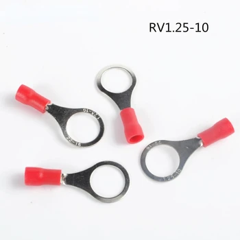 RV1.25-10 Raudona 22-16 AWG 0.5-1.5mm2 Izoliuoti Žiedas Terminalo Jungties Kabelis Laido Jungtis
