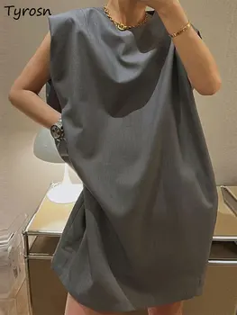 Suknelės Moterims, L-4XL Prarasti Dizaino Dienos Paprastas Rankovių Pagrindiniai Kūrybos Madinga Vasaros korėjos Stiliaus Mini Vestidos Ponios Atsitiktinis