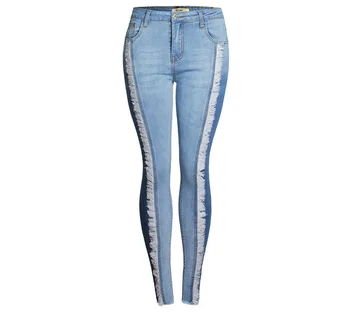 Moterų Kutas Slim Džinsinio audinio Kelnės Aukštu Juosmeniu Skinny Jean Vintage Plauti Ruožas Pantalones