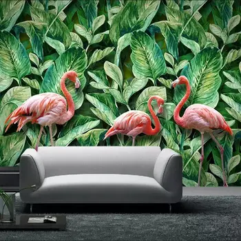 Beibehang Užsakymą tapetai 3d freskos ranka-dažytos atogrąžų flamingo gyvenimo kambario, miegamasis papel de parede 3d tapetai