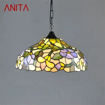 ANITA Tiffany Pakabukas Šviesos Šiuolaikinės LED Kūrybos Spalvinga Lempos Šviestuvai, Namų Valgomasis