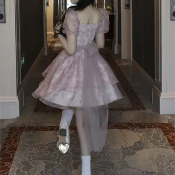 Gėlių Nėrinių Korėjos Saldus Suknelė Moterims Prancūzija Derliaus Elegantiškas Šalis Mini Suknelės Moterų Spausdinti Atsitiktinis Boho Suknelė Vasaros 2023