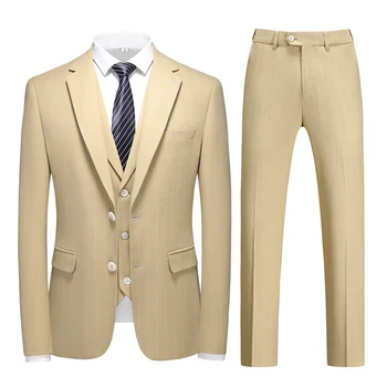 Plyesxale Prekės Vestuvių Kostiumai Vyrams 2023 Kostiumas Mariage Homme Elegantiškas Mens Kostiumai 3 Gabalas Dryžuotas Oficialų Suknelė Tiktų Vyrų Q1363