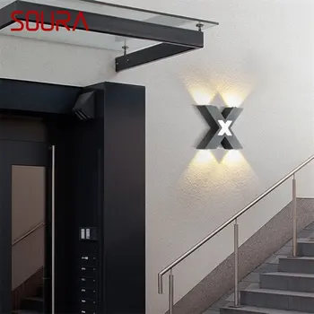 SOURA Lauko Sienų apšvietimo Šiuolaikinės LED Sconces Lempos Vandeniui IP65 X Atspalvio Dekoratyviniu Namų Veranda, Vila