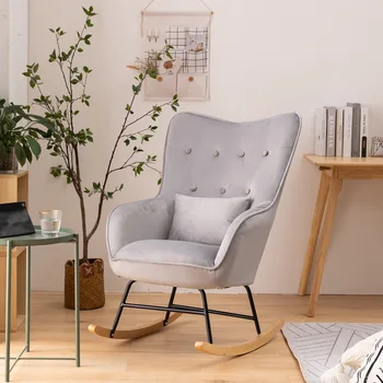 Modernus minimalistinis namų supamoji kėdė, miegamasis atsitiktinis viena sofa-supamoji kėdė, suaugusiųjų plauko tingus recliner didmeninės