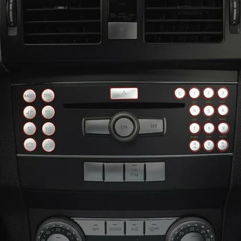 22 VNT/set Silver ABS Automobilių Oro Kondicionavimo sistema, CD Pulto Mygtukas, Dekoratyvinis Lipdukas Mercedes-Benz C Class W204 GLK X204 2007-2012 m.