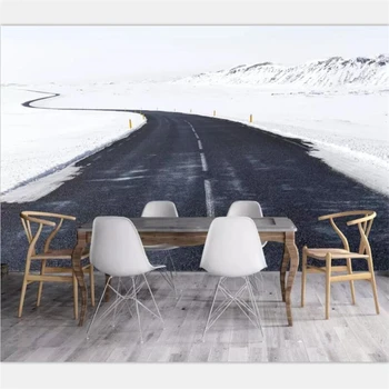 beibehang Tapetai didelis custom high-end modernus minimalistinio Nordic sniego kraštovaizdžio kelių freskos TV fono sienos papel de parede