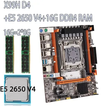 X99H D4 LGA 2011-3 Plokštė Xeon Rinkinys E5 2650 V4 CPU ir 2*8GB=16G DDR4 2133MHZ ECC REG Atmintis