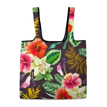 Custom Print Spalvinga Gėlių Bakalėjos Maišas Pilnas Spausdinti Nešiojamų Shopper Bag Daugkartinio Naudojimo Nešiojamų Didelės Talpos Kelionės Paplūdimio Totebag
