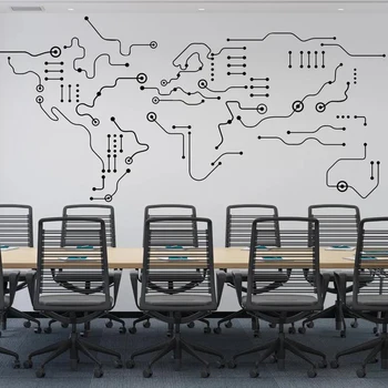 Plokštės Pasaulio Žemėlapyje Biuro Sienos Lipdukas Technologijų Kompiuterį, JIS Programinės įrangos Geek Žemės Sienos Lipdukas Klasėje Vinilo Namų Dekoro