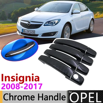 Juodos spalvos Anglies Pluošto Durų Rankena Padengti Opel Insignia A MK1 2008~2016 Vauxhall Holden Buick Regal Priedai Lipdukai 