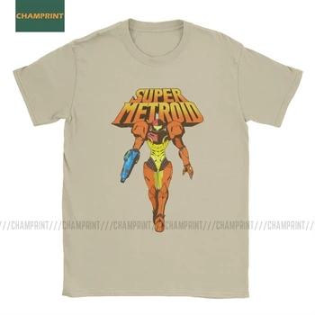 Super Metroid vyriški T Shirts Samus Karai Aran Premjero Snes Ridley Zebes Žaidimo Naujovė Trišakiai Trumpi Rankovėmis Marškinėliai Medvilnės Plius Dydis