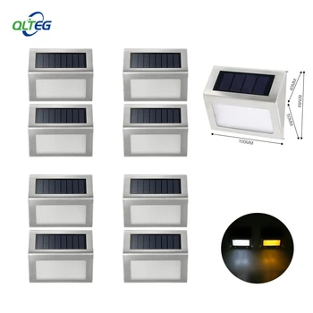 QLTEG 3 led Saulės Energijos LED Lauko vandeniui Sodo Kelias Laiptai Lempos Šviesos Energijos Taupymo LED Saulės sienos Žibintai Šiltai Balta
